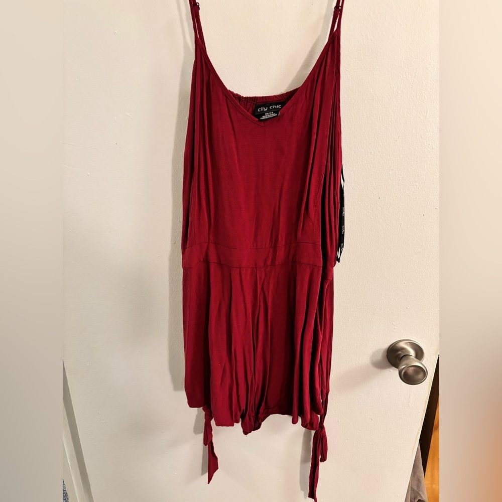 City Chic  Sz 14 Vibrant Red Romper